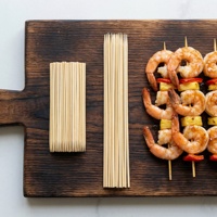 Brochettes en bambou de 30 cm, bâtonnets en bambou à pointe acérée pour poulet, bœuf et fruits de mer