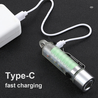 Helius Nouveau Mini XPE + 3 * SMD + 1 * Lumière Rouge LED Mini Portable Batterie Intégrée Type-C Charge Pothook LED Lampe de Poche