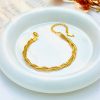 Bijouterie Plaqué or Acier inoxydable Serpent Twists Chaîne Bracelets Bijoux étanches Femme Trois couches Twists Chaîne Bracelet