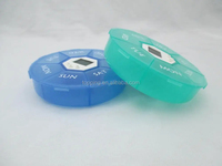 Nouveau Style rond sept compartiments boîte à pilules électronique rappel de médicaments Portable minuterie réveil boîte à médicaments en plastique