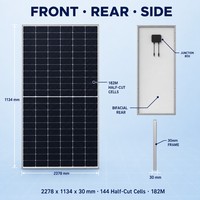 Modul Surya Bifasial 600W Tipe N, 182 Sel Half Cut, Efisiensi 23,23% untuk Pembangkit Listrik Terpasang di Tanah Skala Utilitas