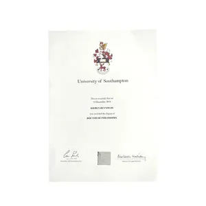 Anti-counterfeiting Watermark Paper Graduation Degree Certificate of University and School Diploma Certificate with hot stamping