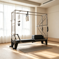 BSW Reformer Pilates 3-en-1 à rail complet noir, lit de Pilates multifonctionnel pour la maison