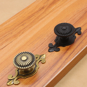 New Product <strong>Antique</strong> Copper Handle European <strong>Style</strong> Classical Zinc Alloy Single Hole Round Cabinet Door Handle Bronze Black Handle - Product Image 2
