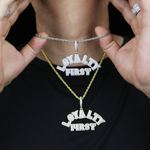 Iced Full 5A CZ pavimentado LEALTAD Primera letra Colgante Cadena de cuerda larga Plateado Hip Hop Estilo Hombres <span class=keywords><strong>Novio</strong></span> Regalo Latón Zircon - Product Image 4