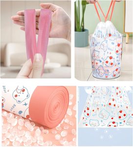 Bote de Basura con Cordón de PE Resistente a Desgarros, con Bolsas de Basura Desechables Reciclables para Uso en el Hogar y la Oficina, Diseño Moderno, Impresión Personalizada - Product Image 4