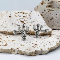 Boucles d'oreilles clous en acier chirurgical 316L Trident de Poséidon, design bouclier doré PVD, pour piercing tragus, hélix, cartilage, bijoux d'oreille