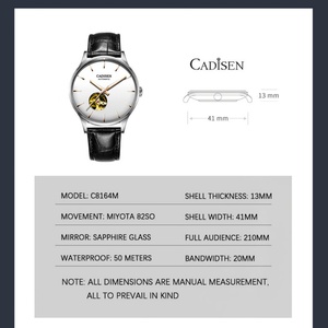 นาฬิกาอัตโนมัติ CADISEN 8164M สำหรับผู้ชาย ดีไซน์ธุรกิจ โครงสร้างเปลือย กลไกตูร์บิญอง นาฬิกาสปอร์ต หน้าปัดแซฟไฟร์ - Product Image 6