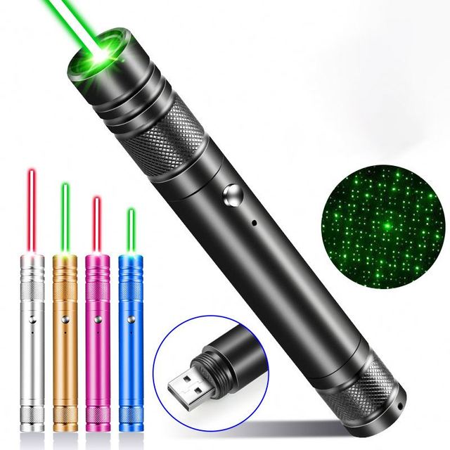 Outdoor Green Laser Pointer Stars Pet Cat Toy Rechargeable USB Flashlight Red Pen Portable Camping Lantern 2W High Power