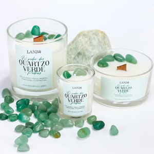 Bougie en verre parfumée LANJO en cire de soja, sans flamme, faite à la main, avec pierres naturelles et gemmes en relief, pour Thanksgiving et Noël - Product Image 6