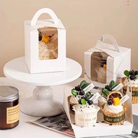 Boîte à gâteau de 4 pouces en gros, boîte d'emballage haut de gamme avec poignée et fenêtre transparente pour mousses et pâtisseries