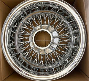 Jantes 13x7 en acier chromé à rayons profonds avec 100 rayons pour voitures classiques <span class=keywords><strong>Lowrider</strong></span> - Remplacement universel - Product Image 1