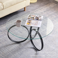Table basse en verre trempé avec structure métallique, design minimaliste italien, table d'appoint en forme de donut pour salons, meubles de salon