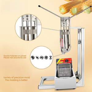 Máquina Comercial Eléctrica para Churros Españoles de Acero Inoxidable 304 de 5L con Freidora y Rellenador Manual de 3 Boquillas para Panadería y Snacks - Product Image 4