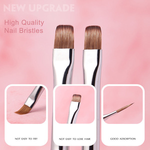 Pinceaux à ongles professionnels en plastique violet avec manche en cristal de diamant, plats, ronds, ovales, pour gel, ombrage, liner, bordure française, manucure et nail art - Product Image 5