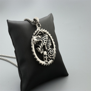 Collar con colgante de cabeza de dragón retro, acero inoxidable, regalo unisex, joyería - Product Image 2