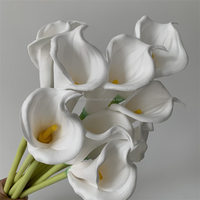 Fleur artificielle haut de gamme L-292, faux lys calla blanc en PU à longue tige pour décoration de mariage, fête des mères, vente en gros