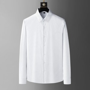 <span class=keywords><strong>Camisa</strong></span> de Manga Larga para <span class=keywords><strong>Hombre</strong></span>, Estilo Vintage, Transpirable, Antiarrugas, con <span class=keywords><strong>Rayas</strong></span> Verticales Finas, Diseño Clásico en Blanco y Negro para un Look Profesional - Product Image 1
