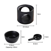 Diffuseur de Cire Parfumée Noir en Céramique pour Huiles Essentielles et Aromathérapie, avec Porte-Bougie Chauffe-Plat, pour Décoration Maison et Chambre