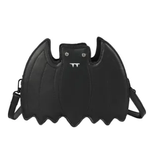 Borsa a tracolla in pelle Pu con filo da ricamo per donna borsa nera borsa a tracolla a forma di pipistrello gotico borsa da viaggio Tote femminile