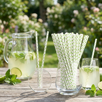 Pailles en papier biodégradables imprimées motif cerises mignonnes pour cocktails d'été, jus et boissons – Vente en gros pour fêtes