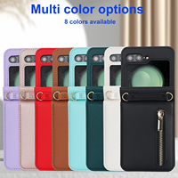 Casing Kulit Lipat Anti Jatuh dengan Kantong Koin Ber-resleting, Casing Ponsel Kulit Lembut Modis untuk Samsung Z Flip 5 6 7 8