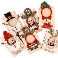 1pcs Porte-photo de vacances Cadeau de Noël Cadre photo en bois pour enfants pour Baby Shower Fête d'anniversaire Festivals Panneaux muraux Acrylique