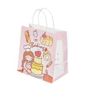 Wholesale Goodie Bags Reusable full color Gift Craft Paper Bag Advertising and Paper Bags for Food Custom Logo with Handles