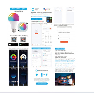 Bombilla LED inteligente WiFi RGBCW 15W <span class=keywords><strong>E27</strong></span> E26 B22 Tuya Control de aplicación Control de voz Luz cambiante de color regulable para la decoración del hogar - Product Image 6