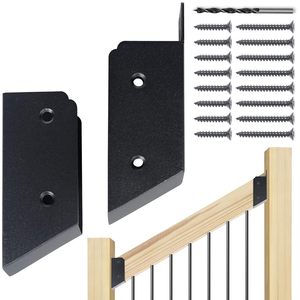 Support d'<span class=keywords><strong>angle</strong></span> <span class=keywords><strong>30</strong></span> <span class=keywords><strong>degrés</strong></span> pour clôture 2x4, en acier au carbone de 2 mm, avec revêtement noir en poudre, pour poutre de clôture en bois - Product Image 1