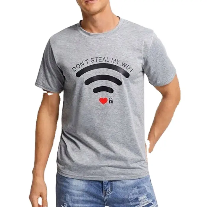 Özel Wifi desen baskılı Mens grafik Tshirt kısa kollu O boyun hafif erkekler yaz 180 Gsm t-shirt Camiseta