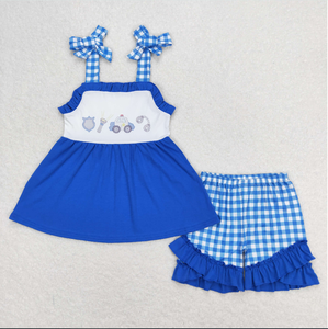 Sibling Baby Girls Summer Cars Linemen Tunic Ruffle Shorts <b>Clothes</b> Sets - Product Image 4
