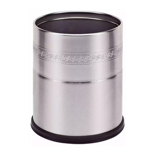 Cylindrical Waste Bin Stainless Steel Colorful Indoor Hotel Bathroom Trash Can Set - Product Image 3