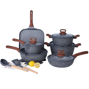 Donnor baili 15-Piece Granite Cookware Set hiện đại không dính kim loại chảo cho thương mại nước ngoài bao gồm súp & Frying <span class=keywords><strong>Pan</strong></span> - Product Image 1