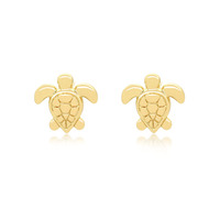 Boucles d'oreilles plaquées or motif océan, coquillage en forme d'éventail supérieur associé à un pendentif tortue en relief, bijoux de plage estivaux