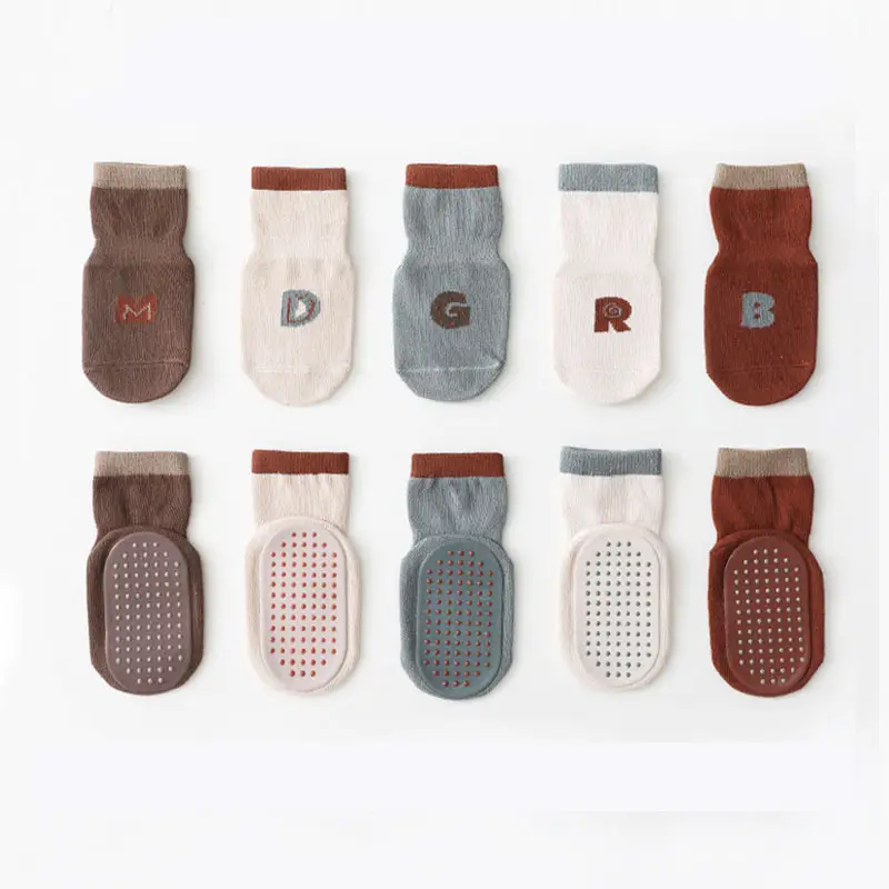 Word Print Baby Socks Rubber Soles Dot Print Soles For Toddler Baby