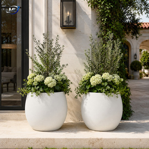 Jardinière ronde en fibre de verre ML, pot de plante d'intérieur moderne et minimaliste pour hall d'hôtel, bureau, immeuble, club-house - Product Image 5