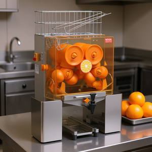 Presse-agrumes commercial Vevor 120W en acier inoxydable, automatique, 20 oranges par minute, avec boîte de filtration extractible - Product Image 2