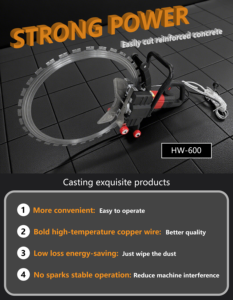 Sierra Eléctrica Profesional para Cortar Paredes de Hormigón con Potencia de 8900W, Tamaños de Hoja de 410-600mm, Profundidad de Corte de 30-50cm - Product Image 2