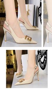 Vestido de boda de lujo para mujer, zapatos de tacón alto de punta, sandalias de oficina, tacón de aguja de Metal con hebilla - Product Image 4