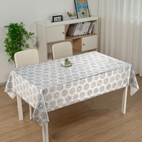 Nappe rectangulaire de luxe RNPT Platinum gris argenté motif Ginkgo, style marocain, en PVC anti-rayures