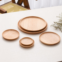 Assiette à fruits secs, assiette à dessert, vaisselle en bois massif de style japonais, assiette en bois de caoutchouc, assiette d'hôtel, plateau rond en bois