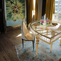 Tables de salle à manger rondes de luxe en acier inoxydable doré pour événements, mariages, fêtes et hôtels