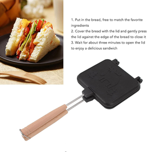 Popular Portable Sandwich Cake Mold Aluminium Roasting Pan Outdoor Use Two Side Breakfast Sandwich Grill Pan - Product Image 6