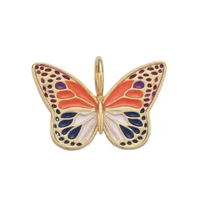 Custom Designer Enamel Monarch Butterfly Gold Filled Pedant But Customized Bracelet Charms Charm For Jewelry Making