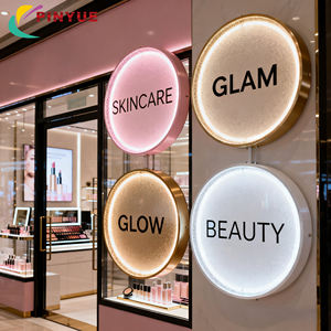 Boîtes lumineuses publicitaires LED en acrylique cristal, lettres rondes personnalisées, enseigne logo en acier inoxydable et aluminium à suspendre pour magasin de cosmétiques - Product Image 1