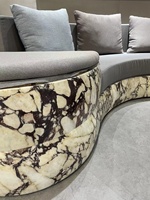 Petite table ronde de salon, bord arrondi, calacata, viola, table d'appoint en marbre