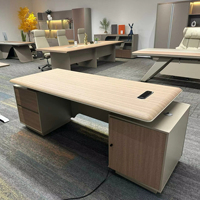 Bureau de direction écologique haut de gamme en forme de L avec rangement Poste de travail de bureau moderne en bois pour