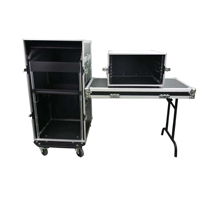 Station de travail DJ en aluminium personnalisable, rack pour enceintes ATA, tiroir vidéo, boîte de transport utilitaire, flight case avec table DJ pliable portable