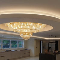 Grand lustre rond en cristal encastré de luxe moderne à plafond bas pour hôtel